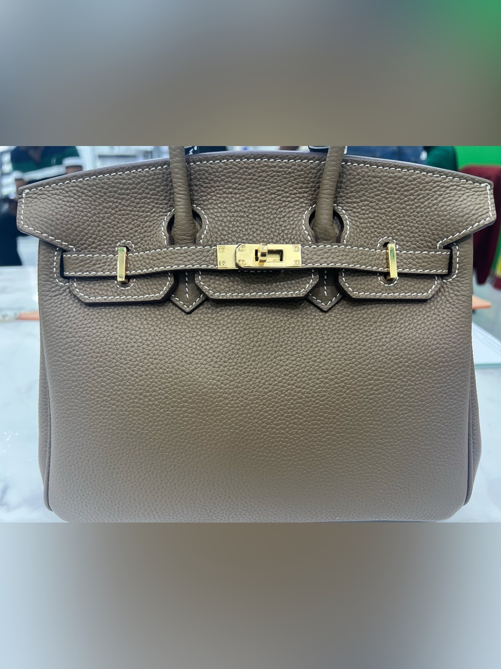 Elegant Taupe/ olive green Women’s Satchel with removable fringe ribbon. - Picture 1 of 10